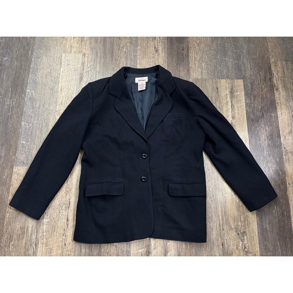 Worthington Womens Black‎ 100% Wool 2 Button Blazer Jacket Size 14 Professional